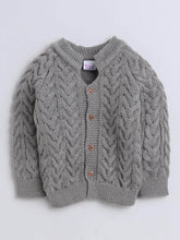 Little Angels Little Angels V-Neck Full Sleeves Full Sleeves Cable Knit Cardigan, Cap & Pants Sweater Sets Snuggle Me Grey Knit Set